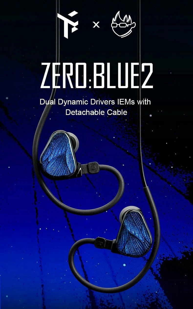 Kufje in-ear Truthhear ZEROBLUE2, dy driver dinamik 10mm+7.8mm, 3.5mm jack, 0.78mm 2-pin, blu, me kuti