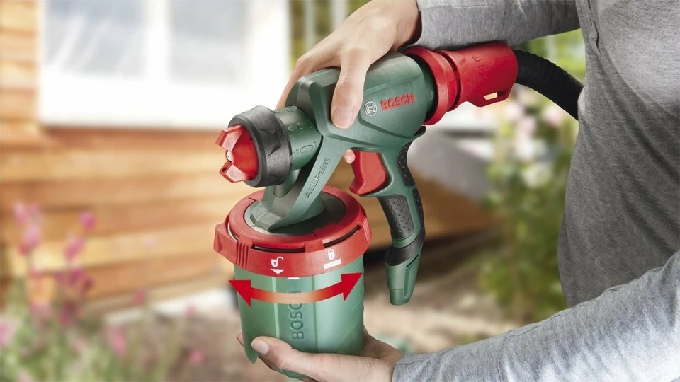 Spërkatës boje Bosch PFS 7000, 1400 W, rezervuar 1000 ml, 700 ml/min, jeshile/kuqe, set me 2 enë boje + 3 gryka