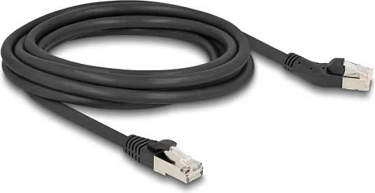Kabllo rrjeti DeLOCK Cat6A RJ45, 3 m, S/FTP, kënd 45° majtas, e zezë