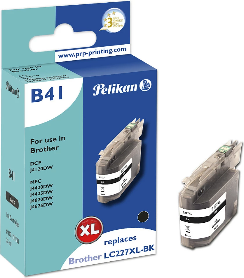 Kartushë boje Pelikan B41, zëvendëson Brother LC227XL-BK, XL 1200 faqe, e zezë