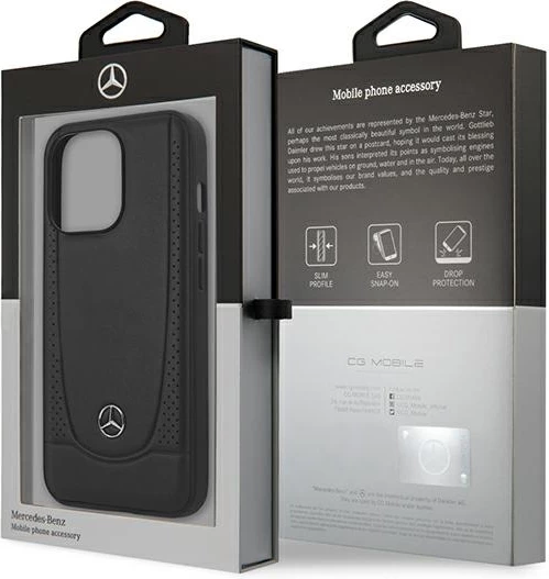 Mbështjellës Mercedes MEHCP15XARMBK për iPhone 15 Pro Max 6.7", lëkurë, zi