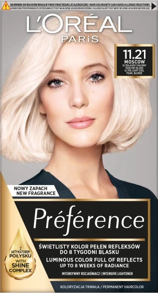 Ngjyrë për flokë L'Oreal Paris Preference 11.21 Moscow për femra, 1 art