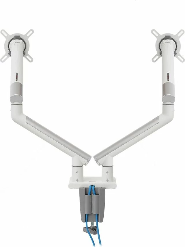 Mbajtëse monitori për tavolinë Art RAMM L-20GD, për 2 monitorë 17\"-32\", VESA 75x75/100x100, deri 9 kg, gas spring, e bardhë