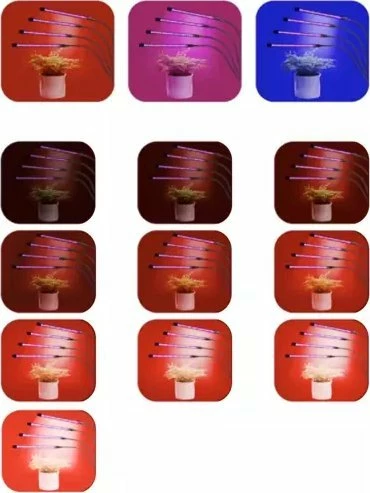 Llambë LED grow për bimë Gardlov 19388, 80 LED, 4 panele, me tripod, USB, timer, e zezë, set 4 copë