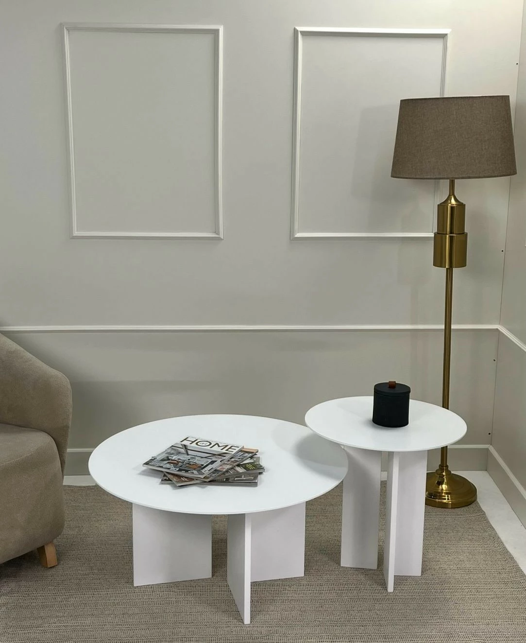 Set tavolinash kafeje Skye Decor, Leo (45 + 42), të bardha