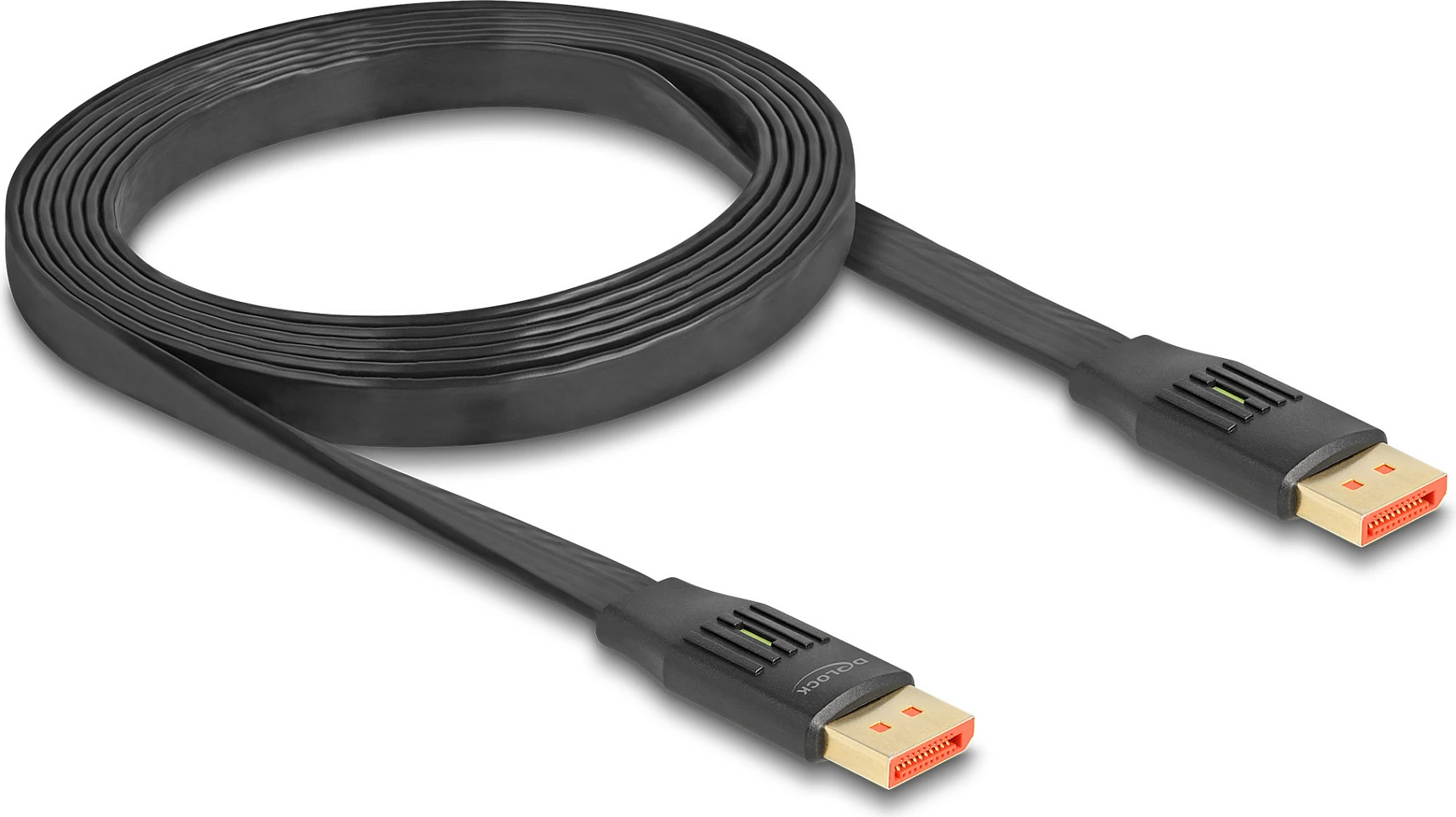 Kabllo DisplayPort DeLOCK 8K 60Hz 2m, flat ribbon, DP 1.4, HDR, e zezë