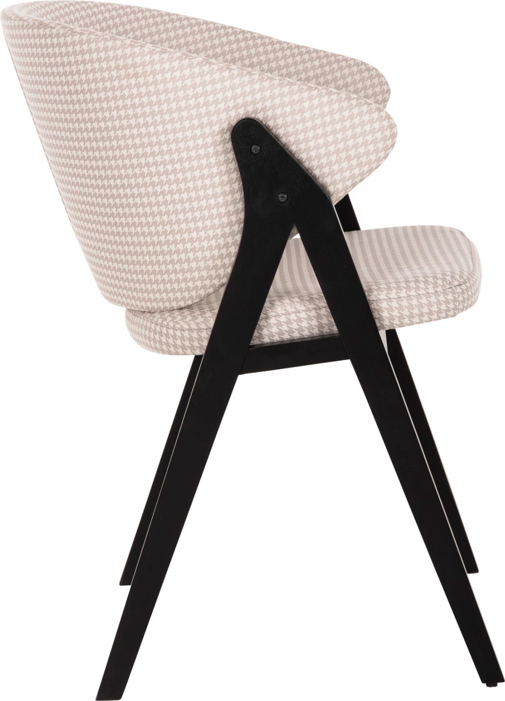 Karrige për ngrënie HANA FH9746.01 dru gome në të zezë-me pëlhurë në të bezhë 55x60x84H cm., set prej 2 copë