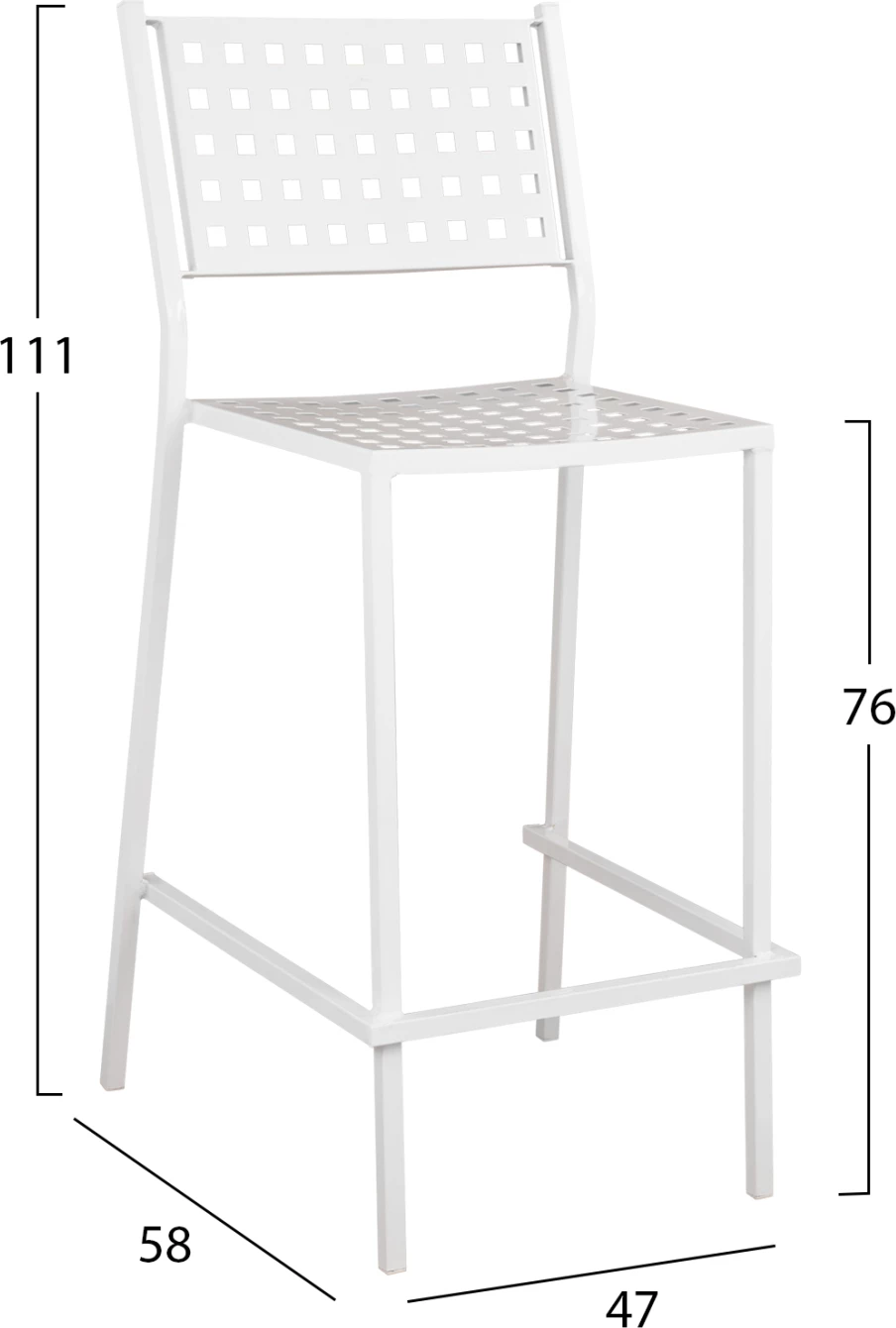 Karrige për bar Olympias Metalike FH5528.02 ngjyrë e bardhë 47x58x111 cm