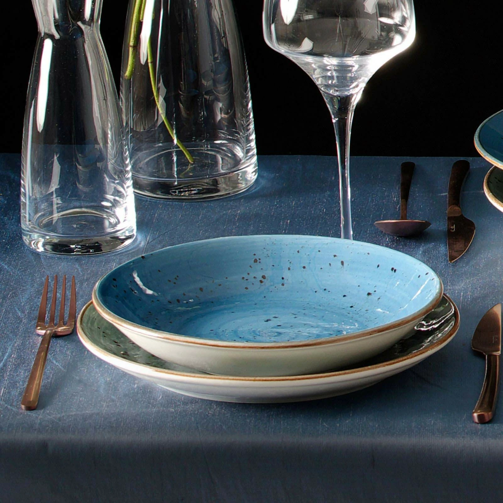 Pjatë coupe e thellë Fine Dine Iris 230 mm 900 ml porcelan, blu, set 6 copë