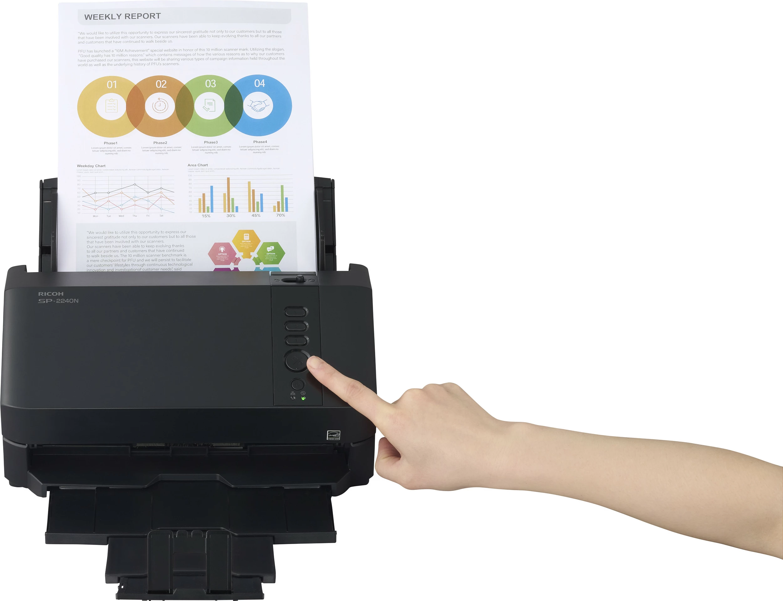 Skaner Ricoh SP-2240N, A4, Duplex, ADF, 40 ppm, Ethernet Gigabit, USB 3.2, i zi