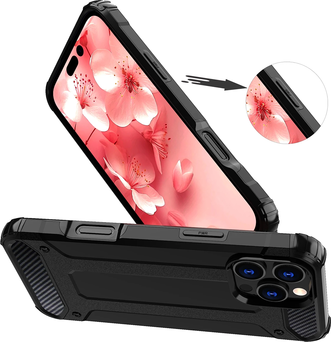 Mbështjellës Hurtel Hybrid Armor për iPhone 16 Pro, i zi