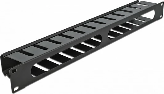 Panel menaxhimi kabllosh DeLOCK 19" 1U, metal, 2 hapje, i zi