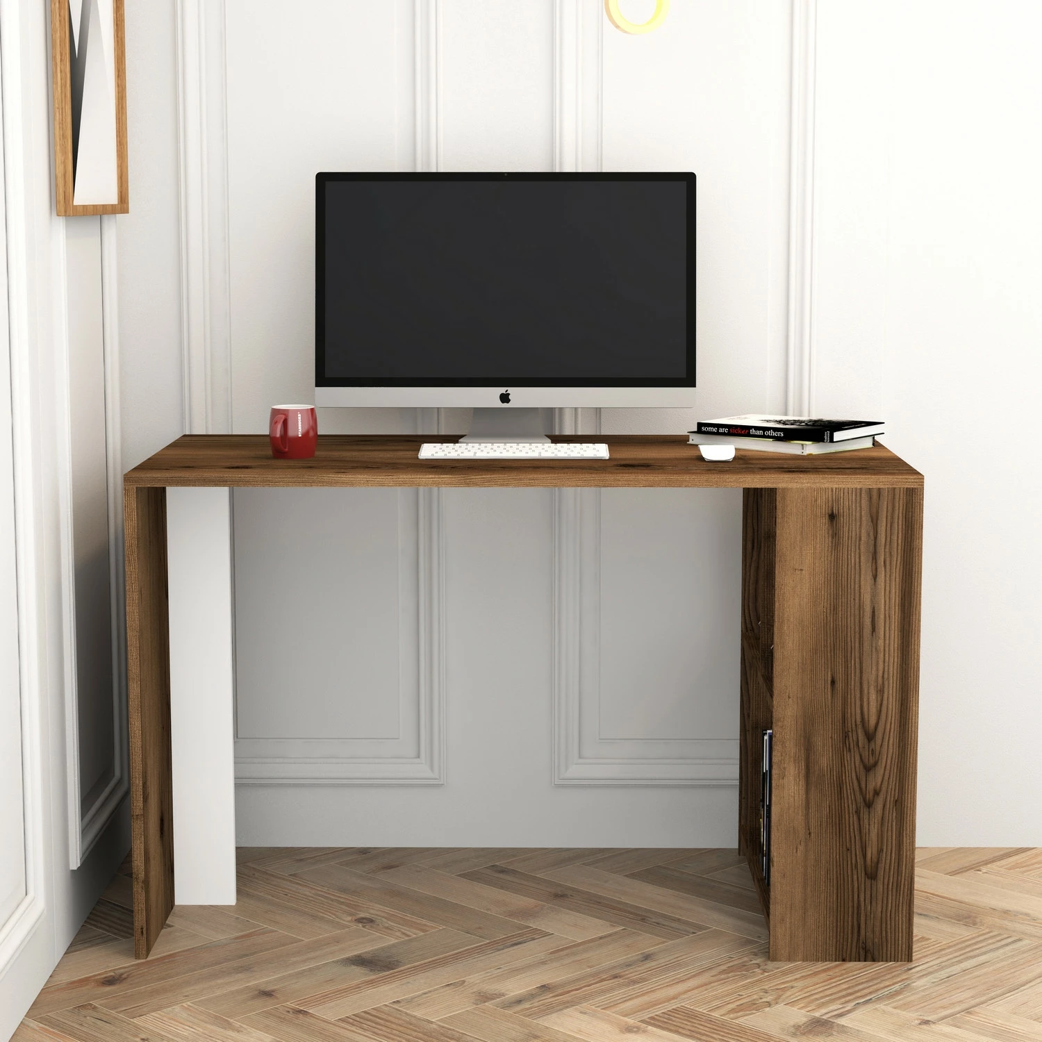 Tavolinë pune Hanah Home, Lima, ngjyrë arre dhe e bardhë