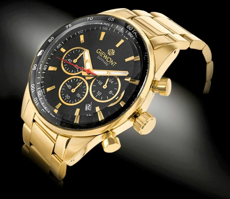 Orë dore meshkuj Giewont GW9140-B4, e zezë dhe e artë