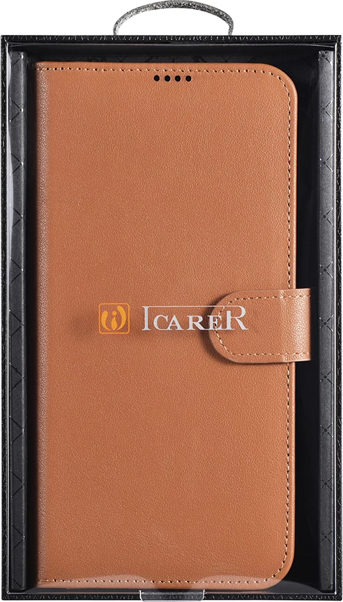 Mbështjellës iCarer Haitang Leather Wallet Case për Samsung Galaxy S22+, kafe