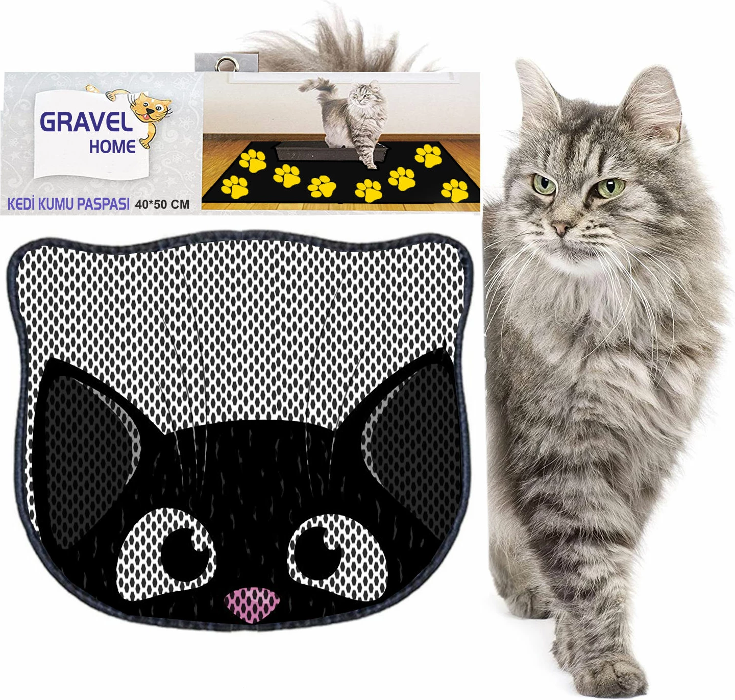 Tapet për rërë mace, shumëngjyrësh, Paws & Whiskers, Kdkafa0146, 40x50cm