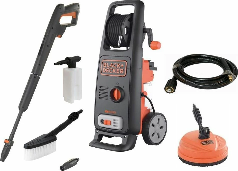 Larës me presion Black+Decker BXPW1700PE 1700W 130 bar 420 l/orë, gri/portokalli, set me aksesorë
