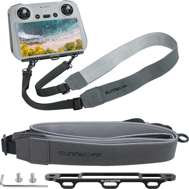 Mbajtës me litar Sunnylife për kontrollues DJI RC MM3-GS389, alumini + lëkurë PU, gri