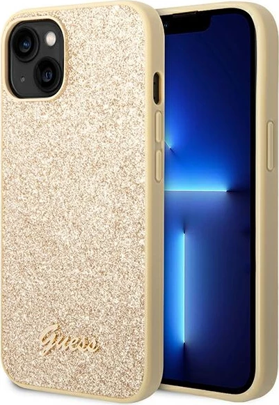 Mbështjellës Guess GUHCP14MHGGSHD për iPhone 14 Plus 6.7", hardcase, Glitter Script, ari