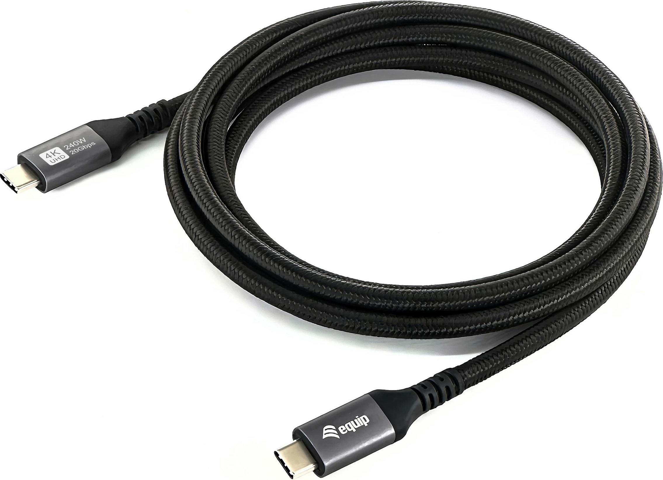 Kabllo USB4 USB-C në USB-C EQUIP 128384, 3m, 20Gbps, 4K@60Hz, USB PD, e zezë