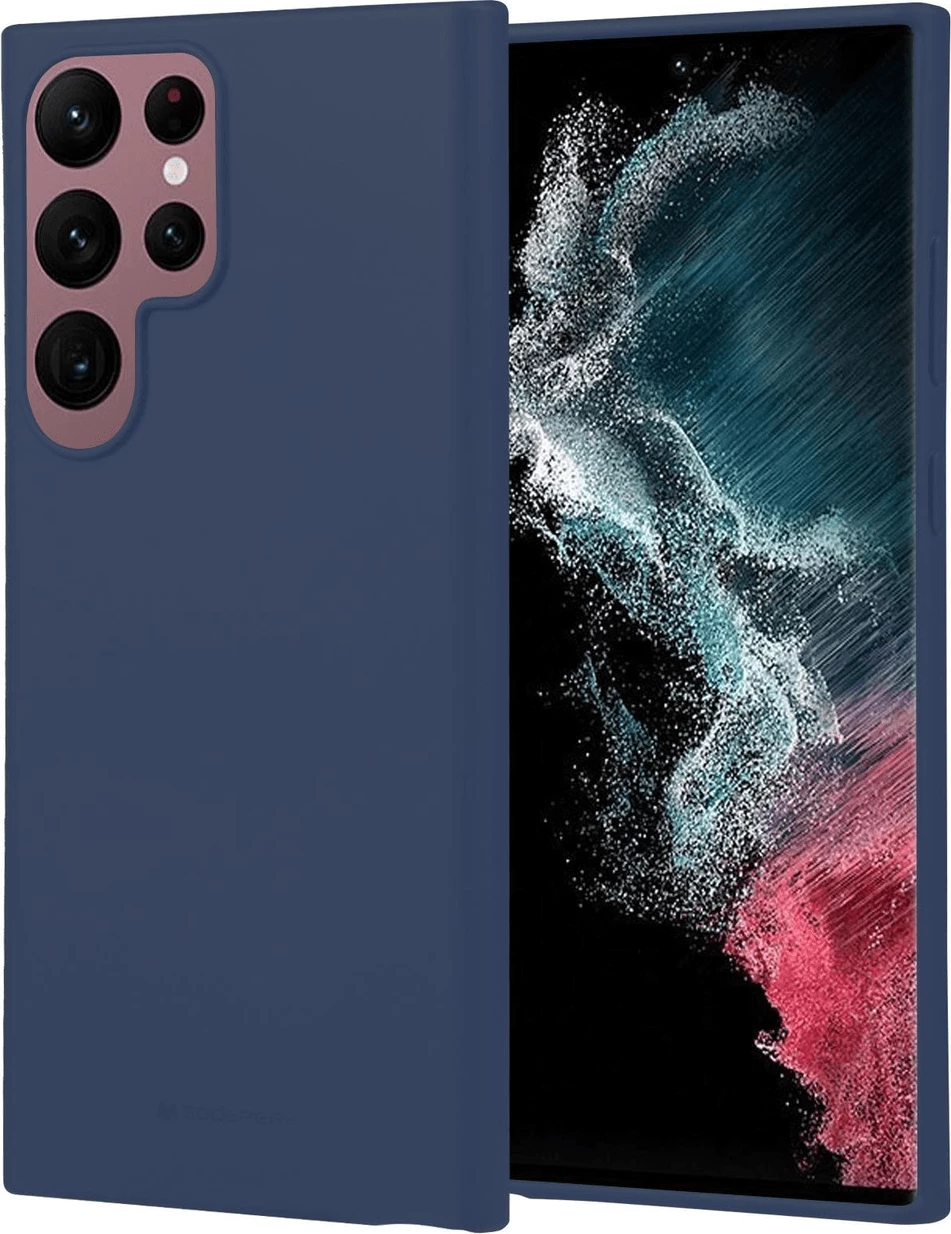Mbështjellës Goospery Soft Feeling Silicone 17690 për Samsung Galaxy S23 Ultra 5G, blu e errët