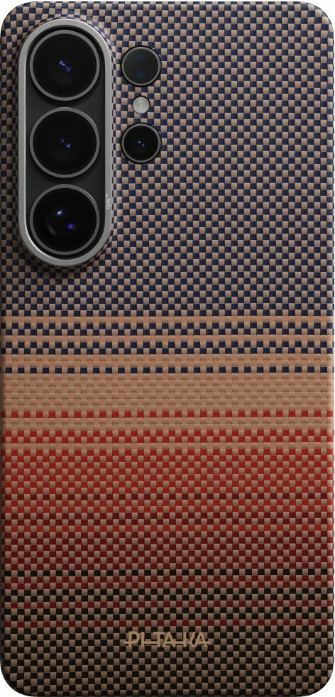 Mbështjellës PITAKA Edge Case për Samsung Galaxy S26 Ultra, fibër aramidi 600D, MagSafe, buton NFC i programueshëm, Sunset, 1 copë 5