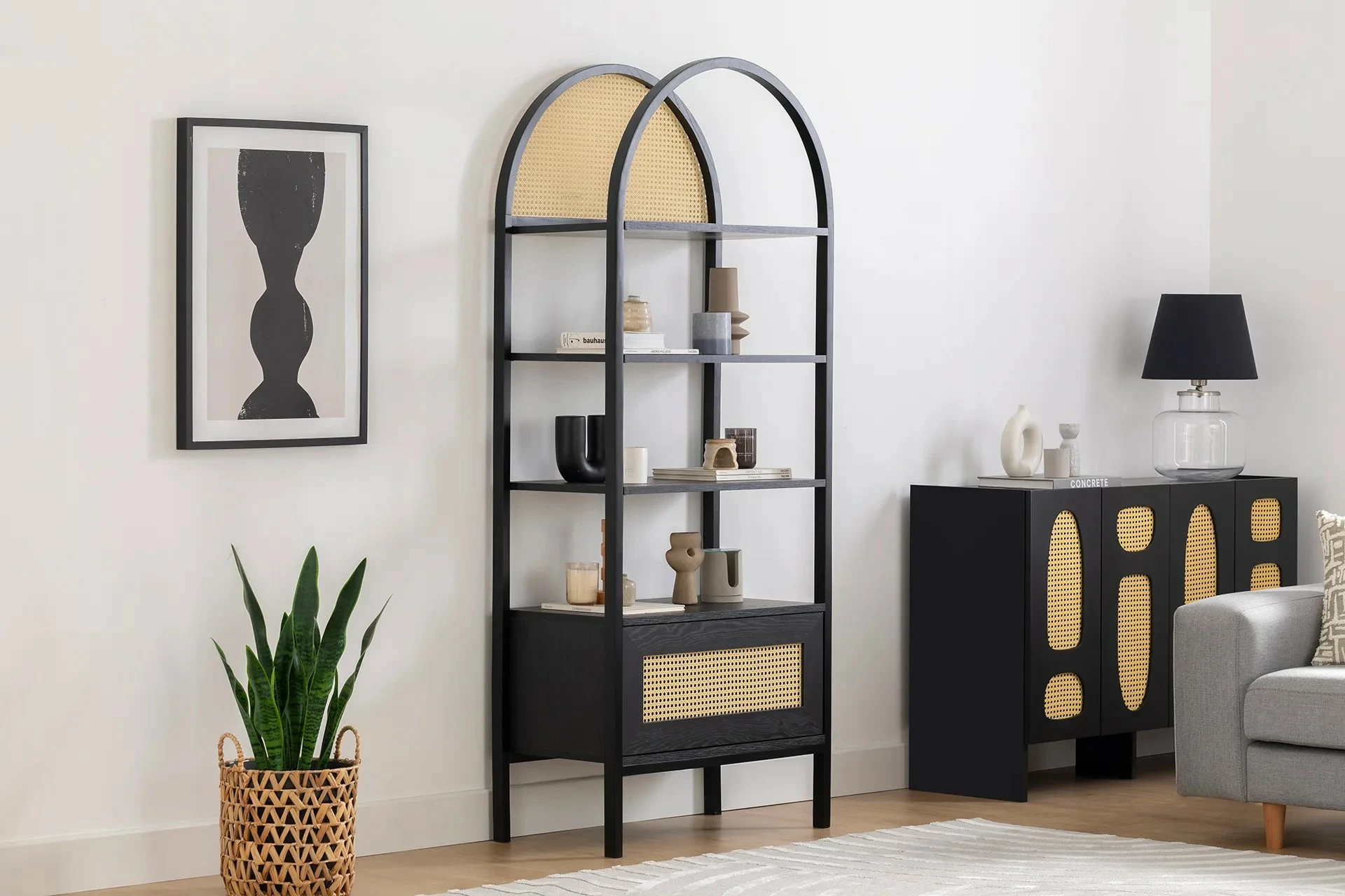Raft librash Skye Decor, Nala 76, ngjyrë e zezë