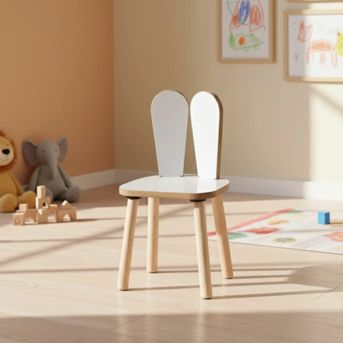 Karrige për fëmijë Bunny, e bardhë