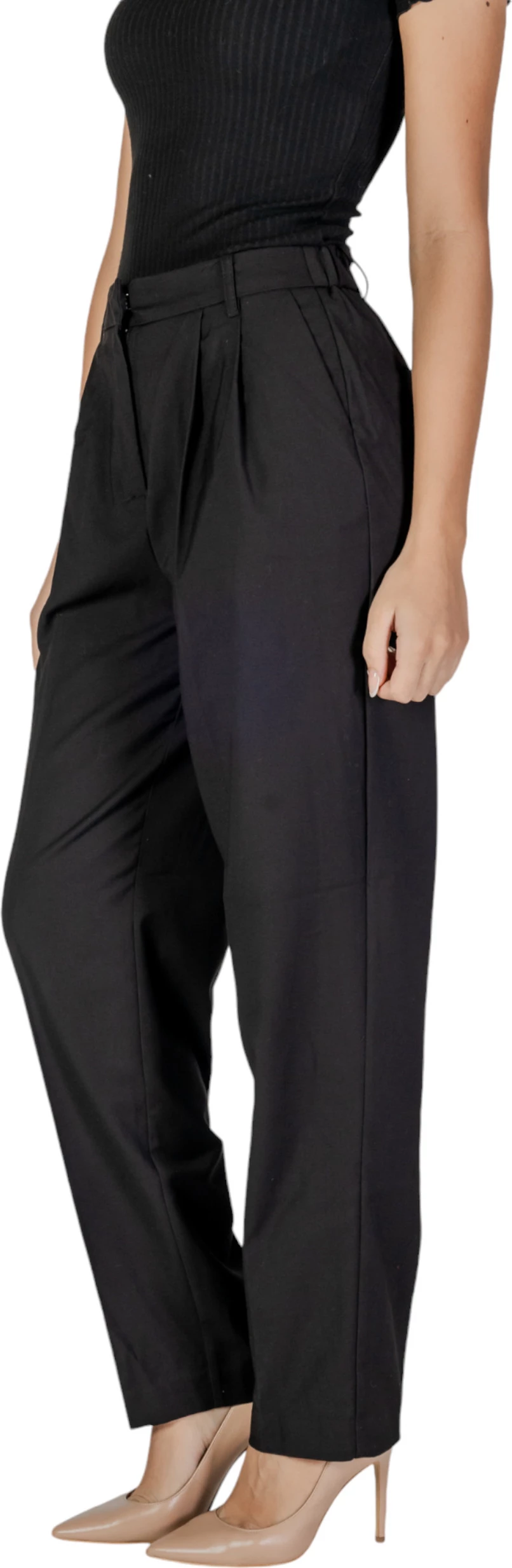Pantallona për femra Vila Clothes VIRILEY LANYA HW PANTS/BF 14101013, të zeza [Madhësia: 38]