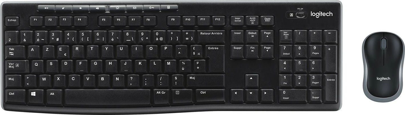 Komplet maus dhe tastierë Logitech MK270, Wireless, AZERTY, E zezë
