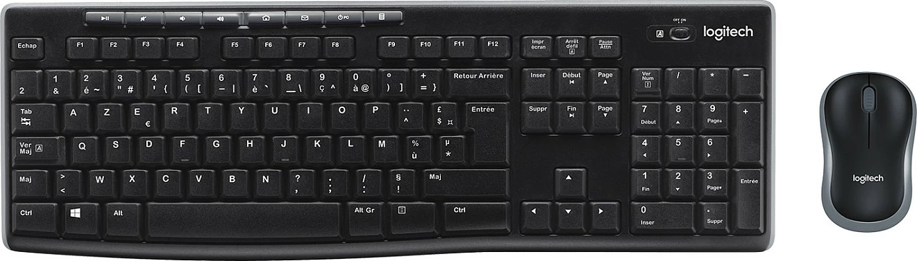 Komplet maus dhe tastierë Logitech MK270, Wireless, AZERTY, E zezë