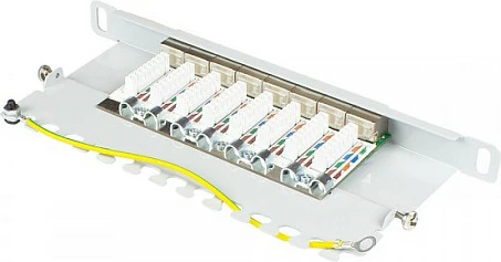 Patch panel GoodConnections GC-N0129, Cat6a, 8x RJ45, 0.5U, 10 Gigabit Ethernet, gri