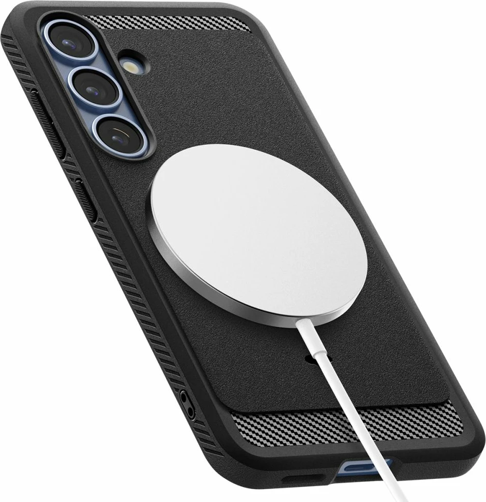 Mbështjellës Spigen Rugged Armor Mag MagSafe për Samsung Galaxy S25, i zi
