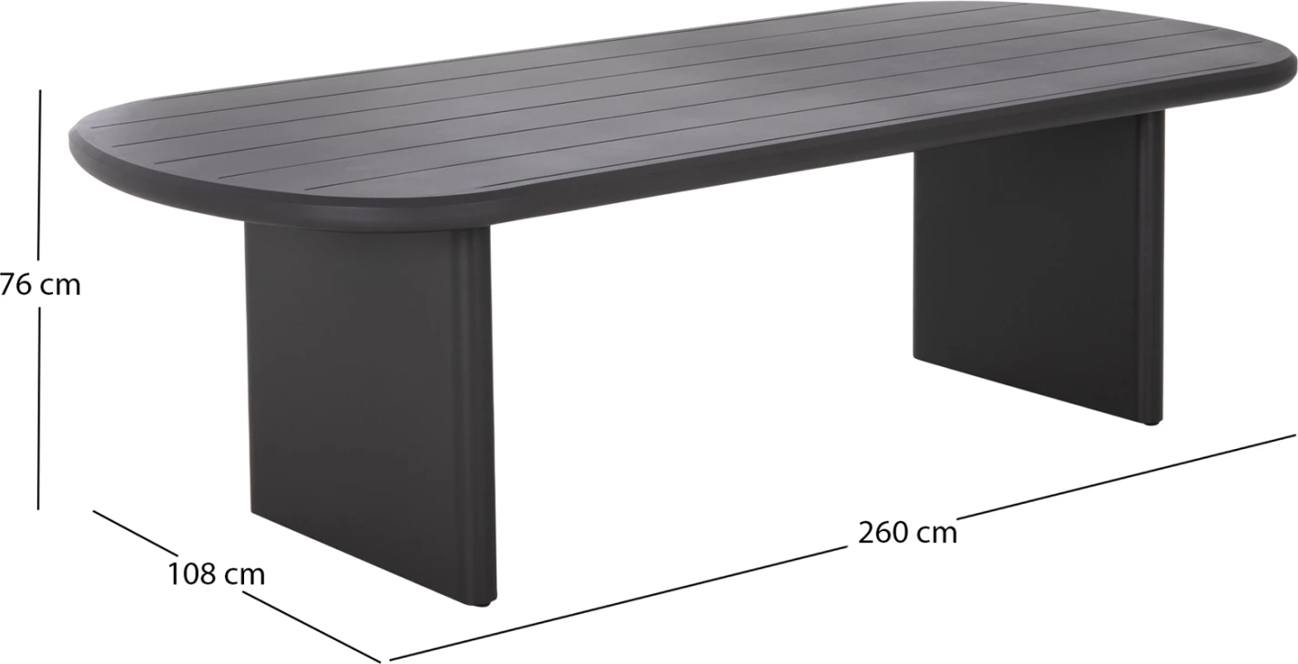 Tavolinë ovale për ngrënie jashtë, alumini gri, ABSOLUTION CD6464.01, 260x108x75cm