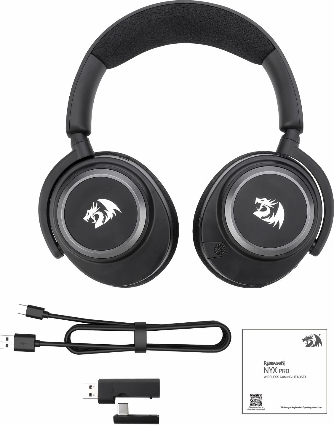 Kufje gaming wireless Redragon NYX PRO H891, 2.4GHz/Bluetooth, driver 53 mm, USB/USB-C, të zeza