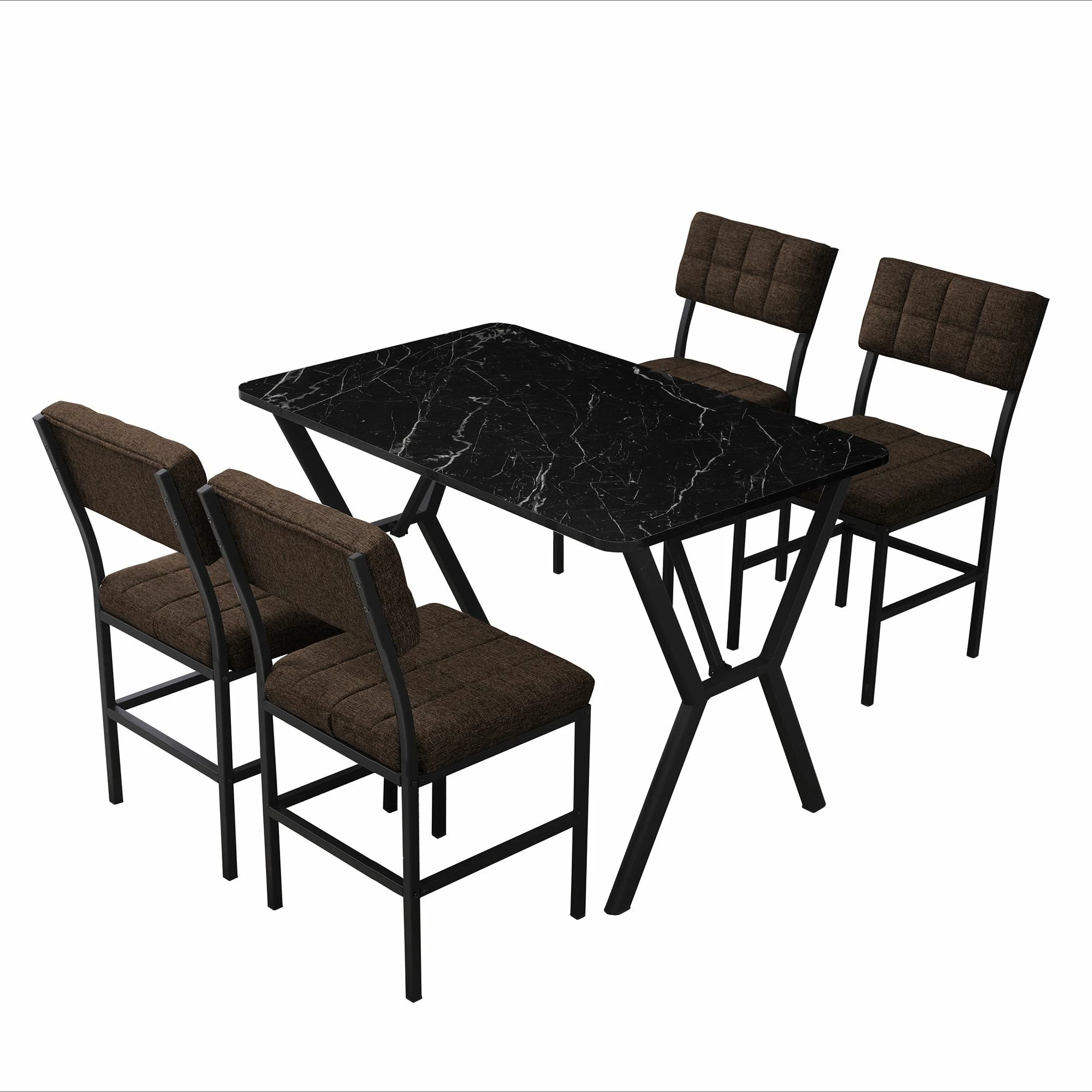 Tavolinë me karrige, zgjatshme, 5 copë, Skye Decor, Dubai, kafe, e zezë