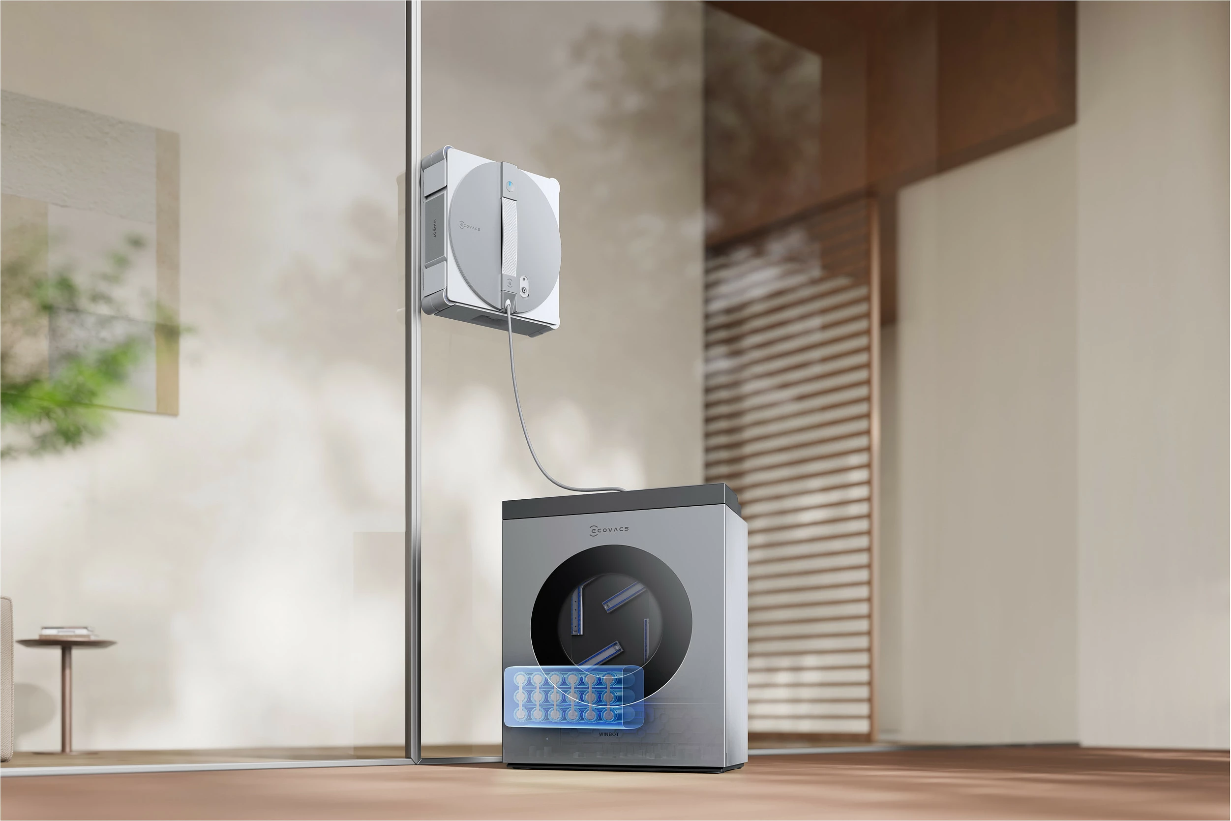Robot pastrues dritaresh ECOVACS WINBOT W3 OMNI, 8000 Pa, 95 W, argjend/bardhë