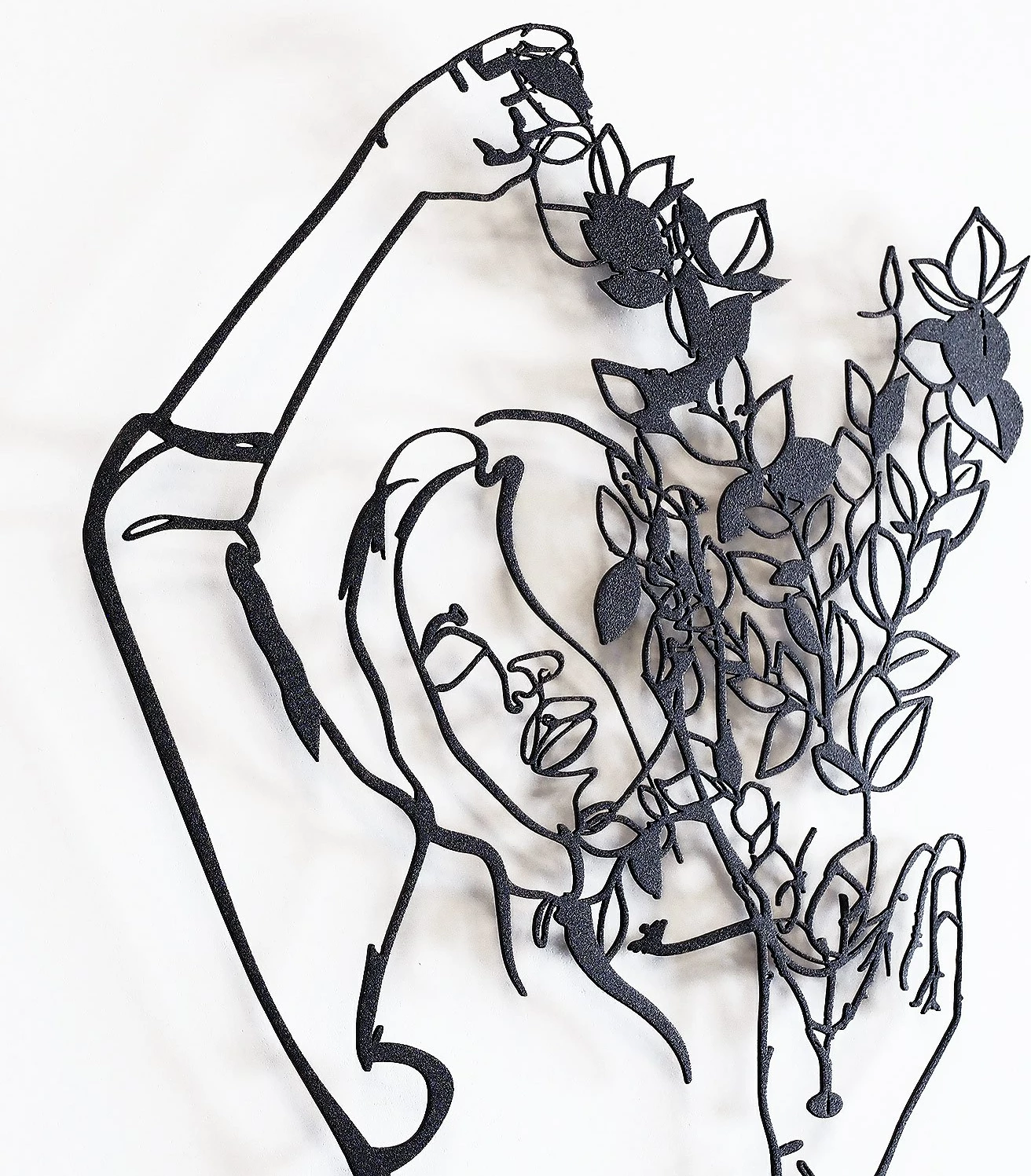 Aksesor dekorativ metalik për mur, Coffee Girl Line Art, Wallity, APT744 M, ngjyrë e zezë, 43x66cm