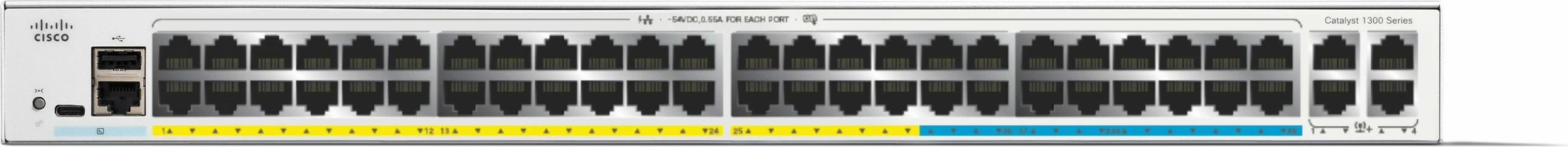 Switch Cisco Catalyst C1300-48MGP-4X, Managed, L2/L3, 48 porta, PoE, Rackmount
