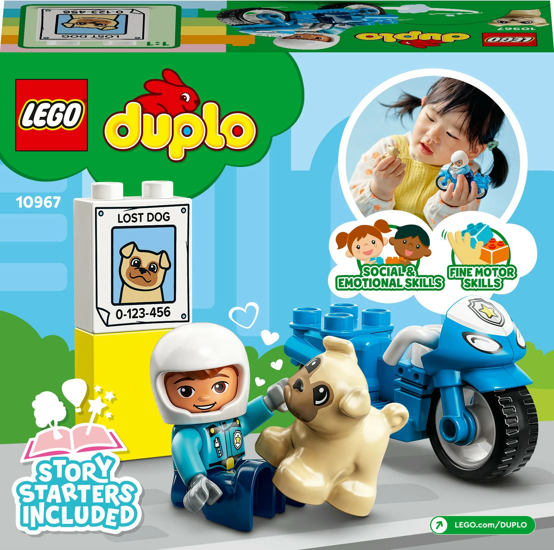 Set ndërtimi LEGO DUPLO Police Motorcycle, 5 pjesë, plastikë, shumëngjyrësh