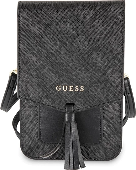 Çantë për telefon, Guess, GUWBSQGBK 4G, lëkurë ekologjike Saffiano, 17.5 x 11.5 cm, e zezë