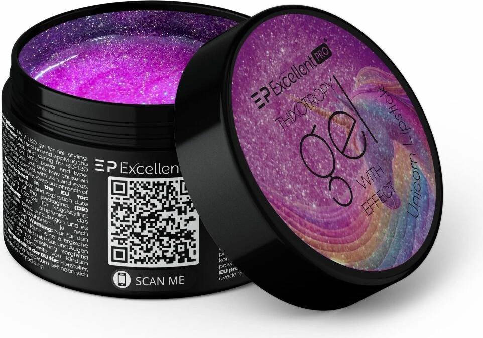Xhel ndërtues për thonj për femra Excellent PRO Thixotropy Gel With Effect Unicorn Lipstick, 50g