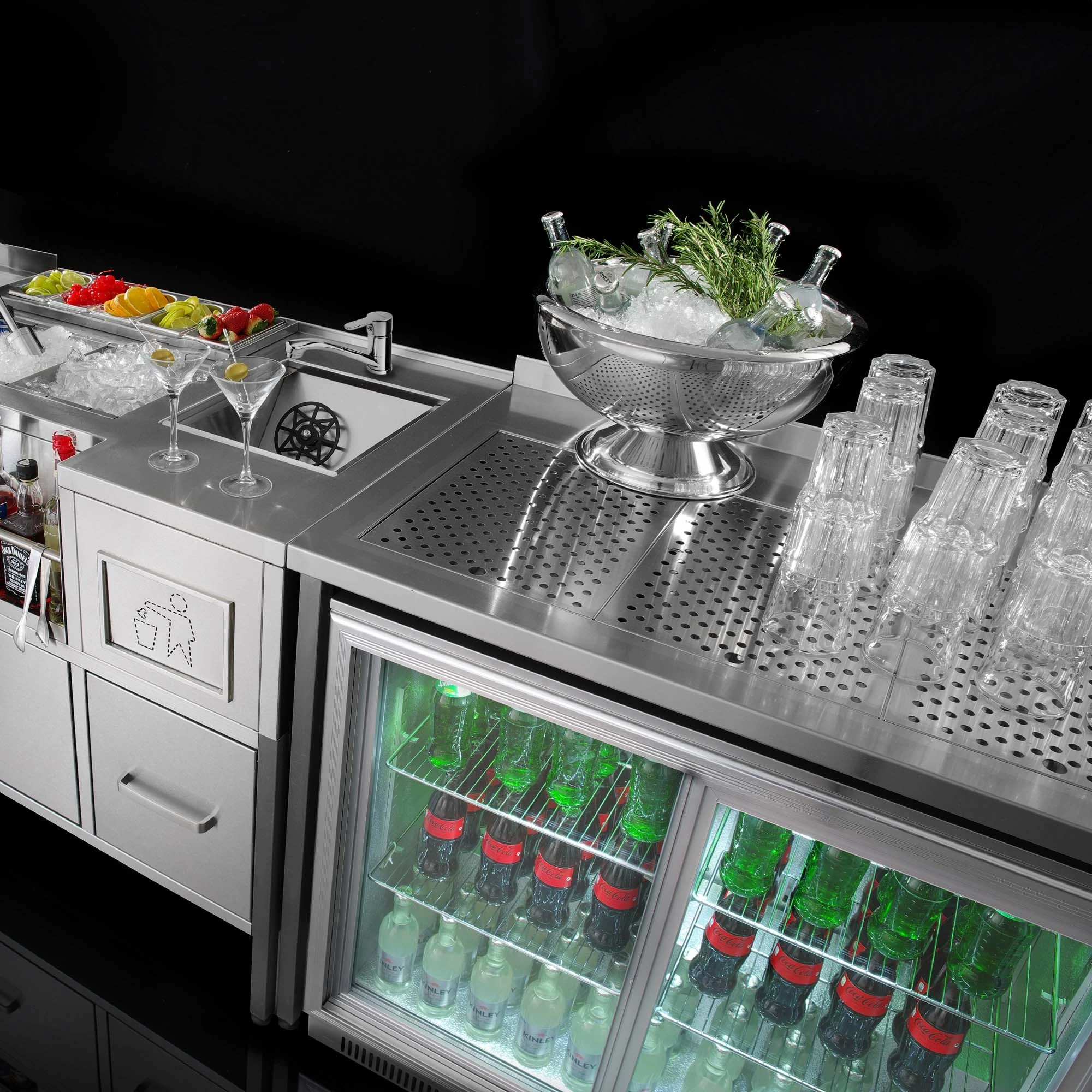 Panel muror për bar, Barmatic Oxygen, 1000x200/600xH1100 mm, çelik inox, argjendtë
