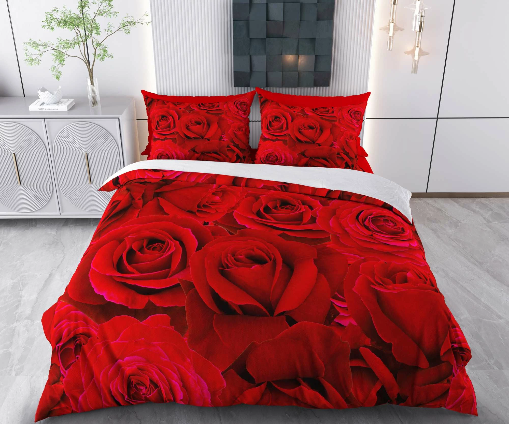 Set mbulesë për jorgan Super King, Rabella, ngjyrë e kuqe, L'Essentiel Linge de Maison