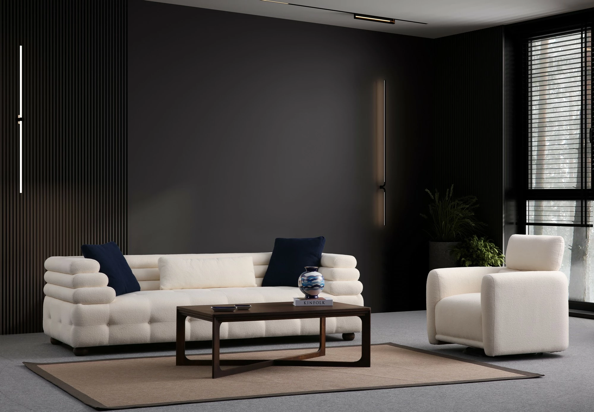 Divan treshe Atelier del Sofa, Boston 3, i bardhë