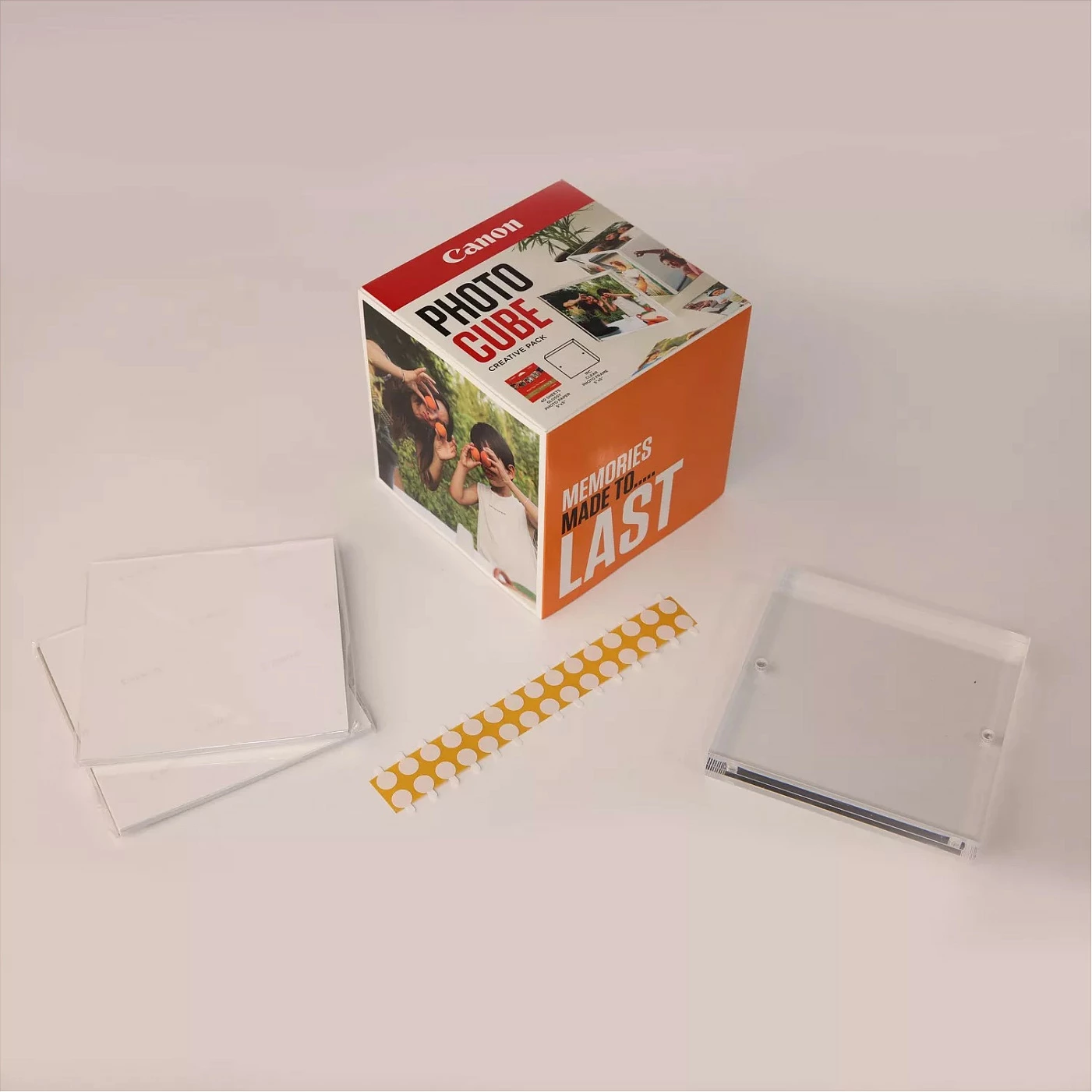 Pako letre fotografike Canon PP-201 Photo Cube Creative Pack, 13x13 cm, 40 fletë, glossy, bardhë/portokalli
