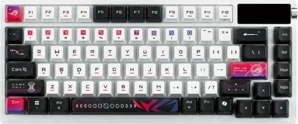 Tastierë Asus ROG Azoth X, mekanike, RGB, wireless/wired, 75%, bardhë-zi