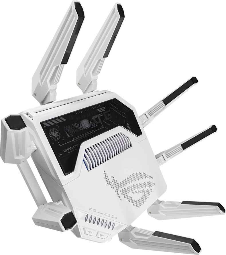 Router gaming ASUS ROG Rapture GT-BE19000AI Tri-band WiFi 7, 2x 10G, 4GB RAM, 32GB flash, i bardhë