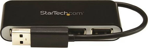 Hub USB StarTech ST4200MINI2, 4 porta, USB 2.0 480 Mbit/s, me kabllo të integrume, i zi/argjendtë