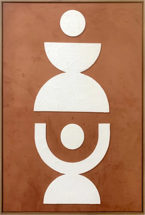 Pikturë dekorative Equilibrium me kornizë, kanavacë portokalli, 82.6x4.3x122.6cm